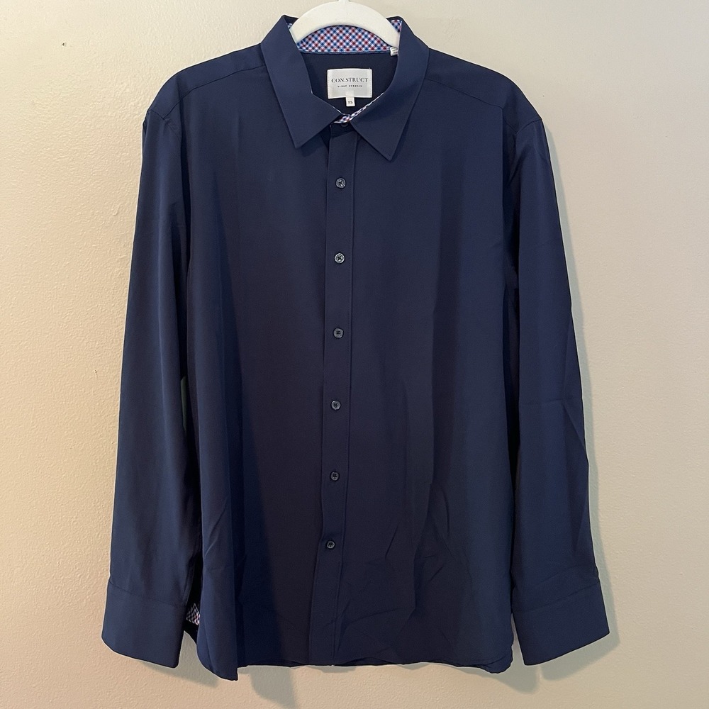 Men's Button‎ Up Construct 4 Way Stretch Performance Active Navy XL Business